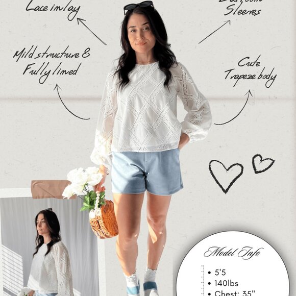 Women's Parisian Lace Long Sleeve Top | Sofie The Label | White - Picture 10 of 12